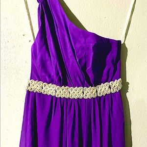 Short One shouldered short party dress with rhinestone belt attached